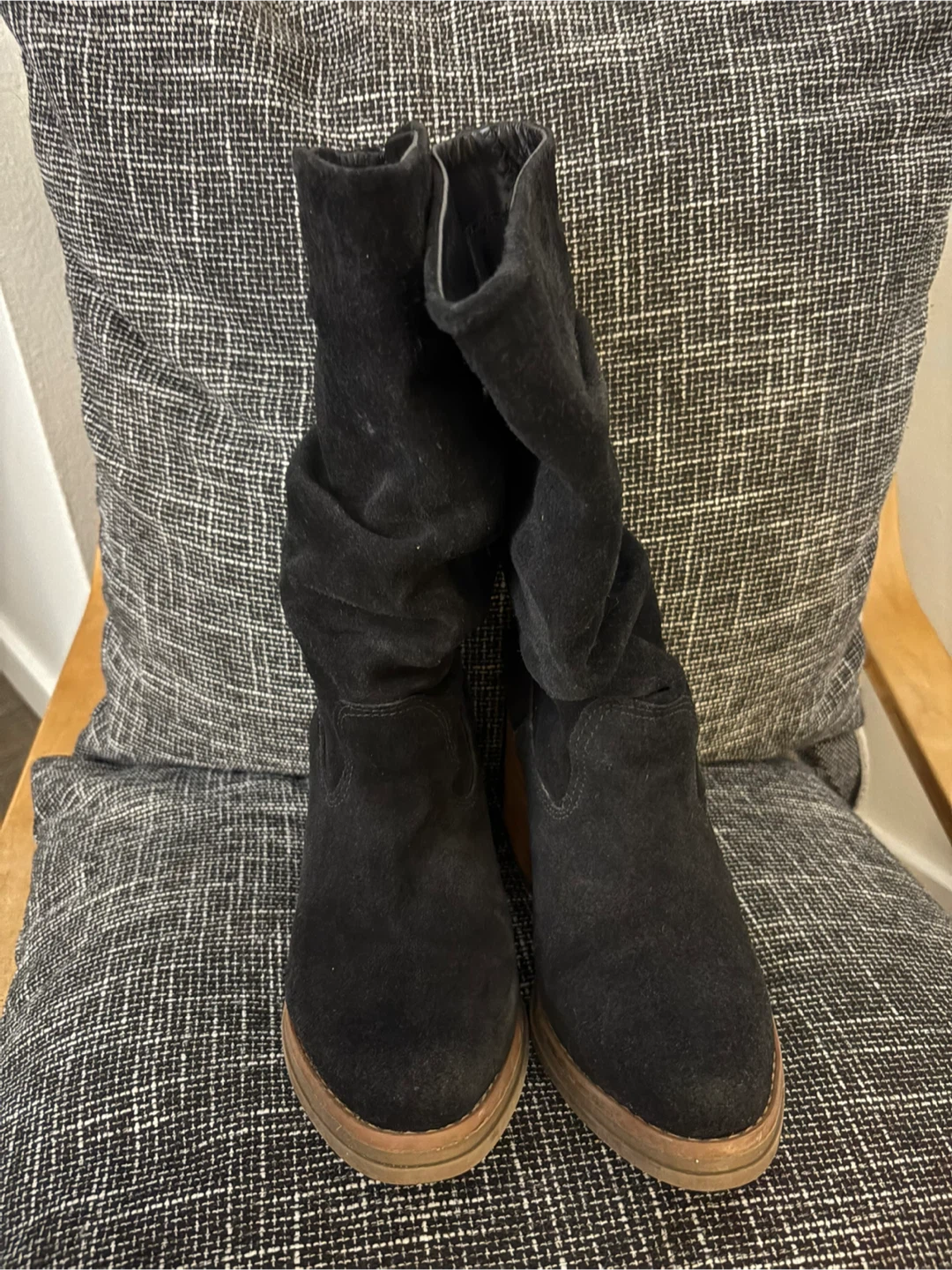 Black Suede Boots, Size 8 - photo 2