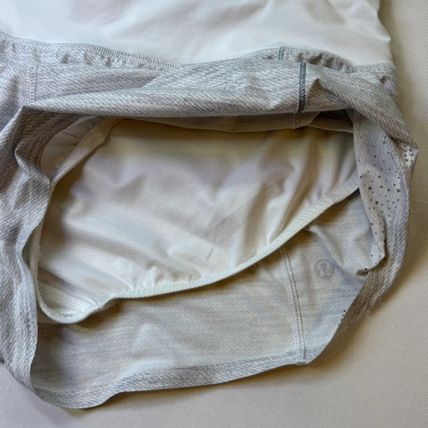 Lululemon Grey Light As Air Running Shorts Lined Lasercut Sz 10 image indicator(5)