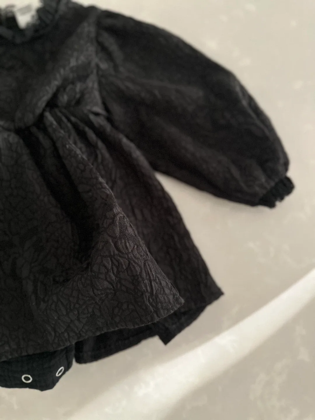 NEW Black Crepe Winter Bodysuit Dress, Size 18 Months image indicator(3)