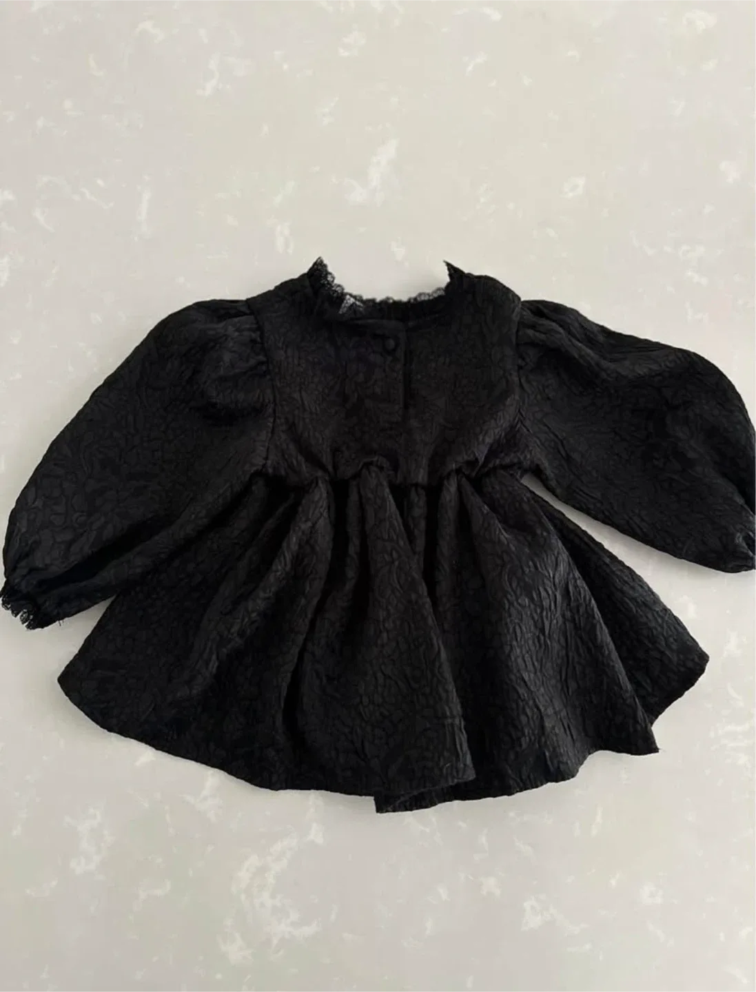NEW Black Crepe Winter Bodysuit Dress, Size 18 Months image indicator(5)