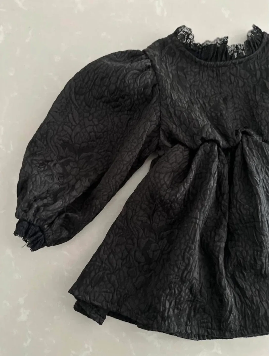 NEW Black Crepe Winter Bodysuit Dress, Size 18 Months image indicator(4)