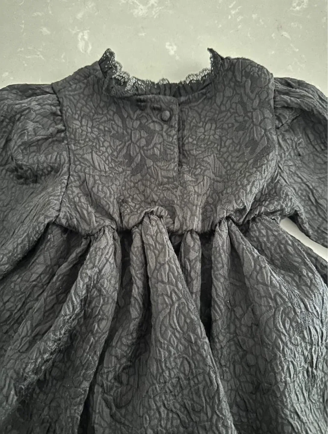 NEW Black Crepe Winter Bodysuit Dress, Size 18 Months image indicator(6)