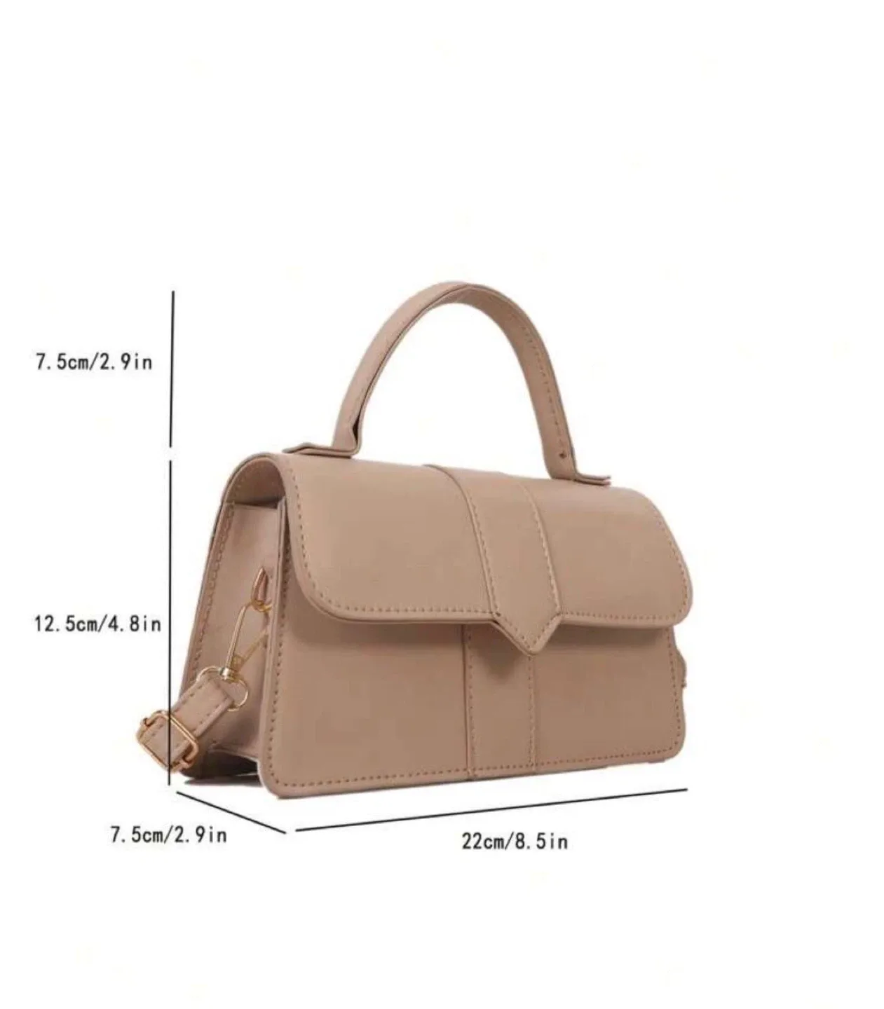 Beige/white minimalist top handle flap square bag image indicator(6)
