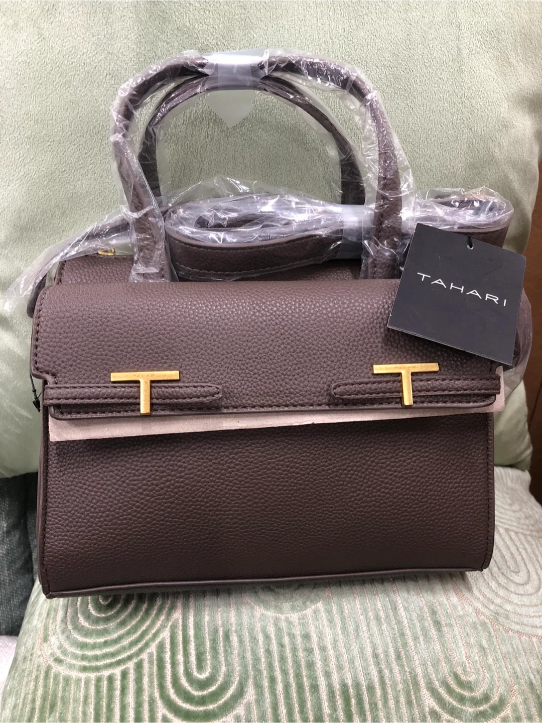 Tahari Taupe Satchel Bag image indicator(4)