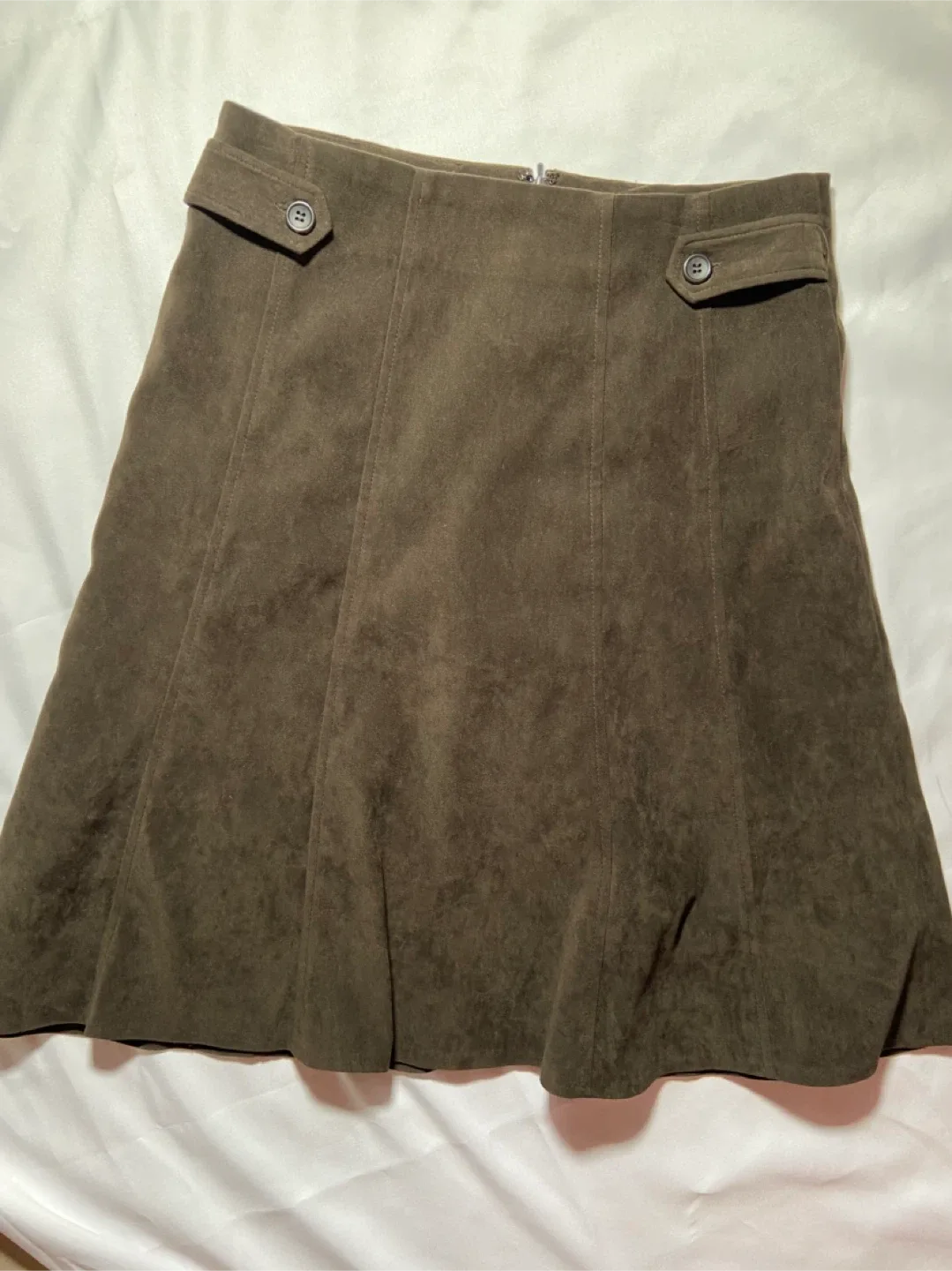 R Petites Olive Green Skirt - Size 2