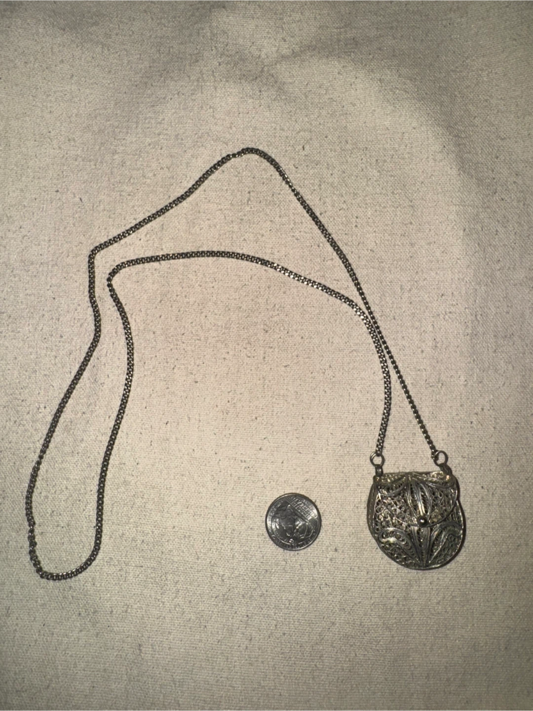 Vintage Filigree Purse Necklace