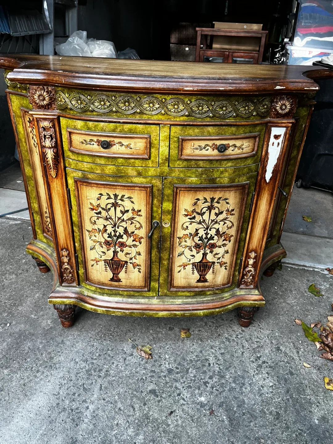Ornate Floral Accent Cabinet thumbnail