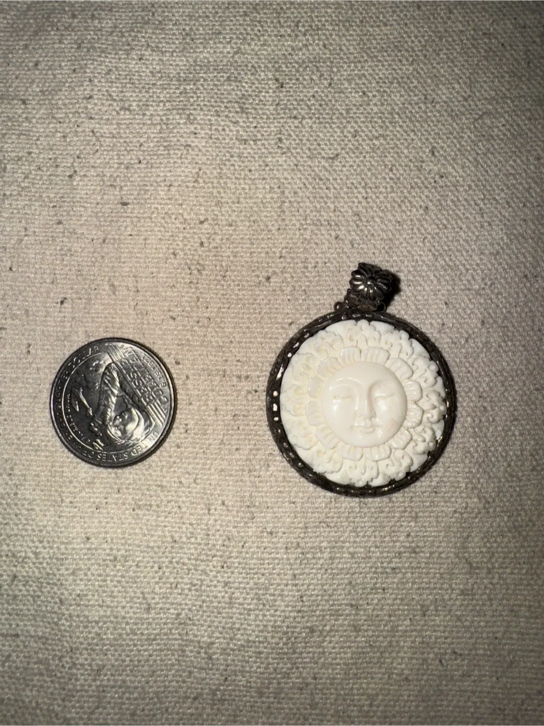 Vintage Real Silver + Ivory Pendant thumbnail