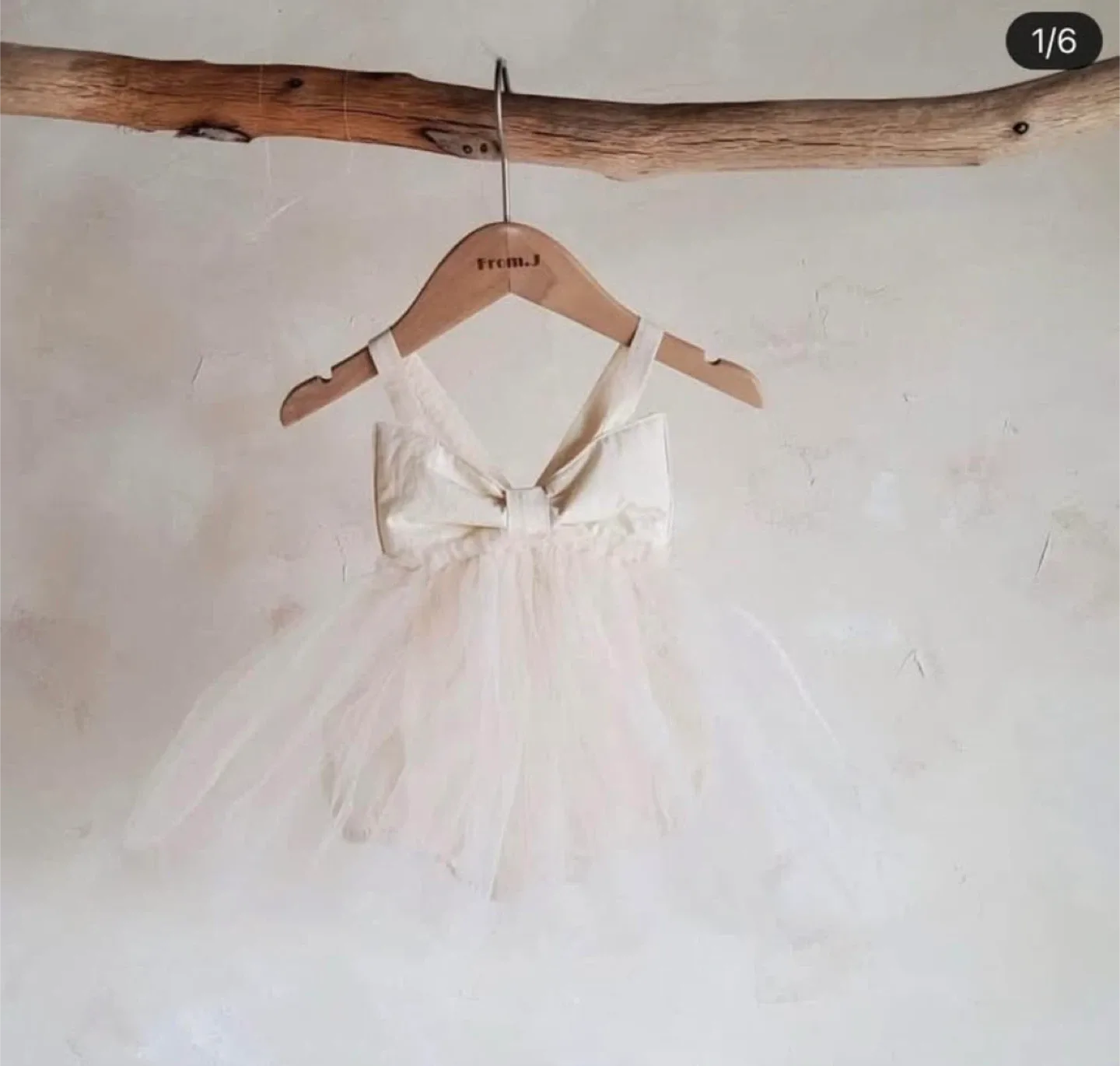 NEW Light Beige Ribbon Tutu Bodysuit Dress, Size 13-18 Months image indicator(3)