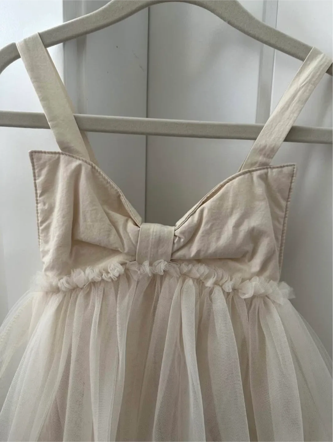 NEW Light Beige Ribbon Tutu Bodysuit Dress, Size 13-18 Months image indicator(6)