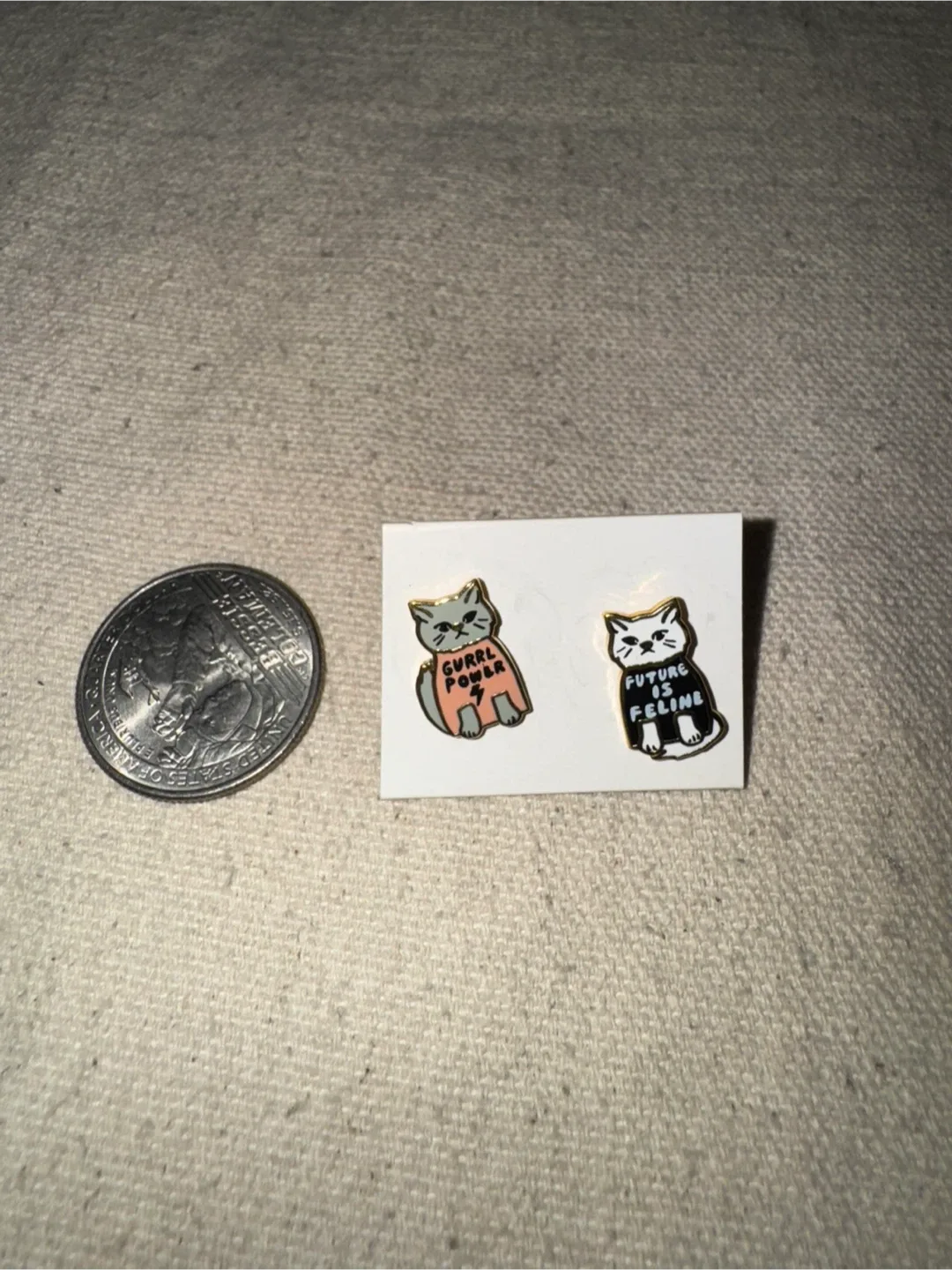gold-plated Cat Stud Earrings thumbnail