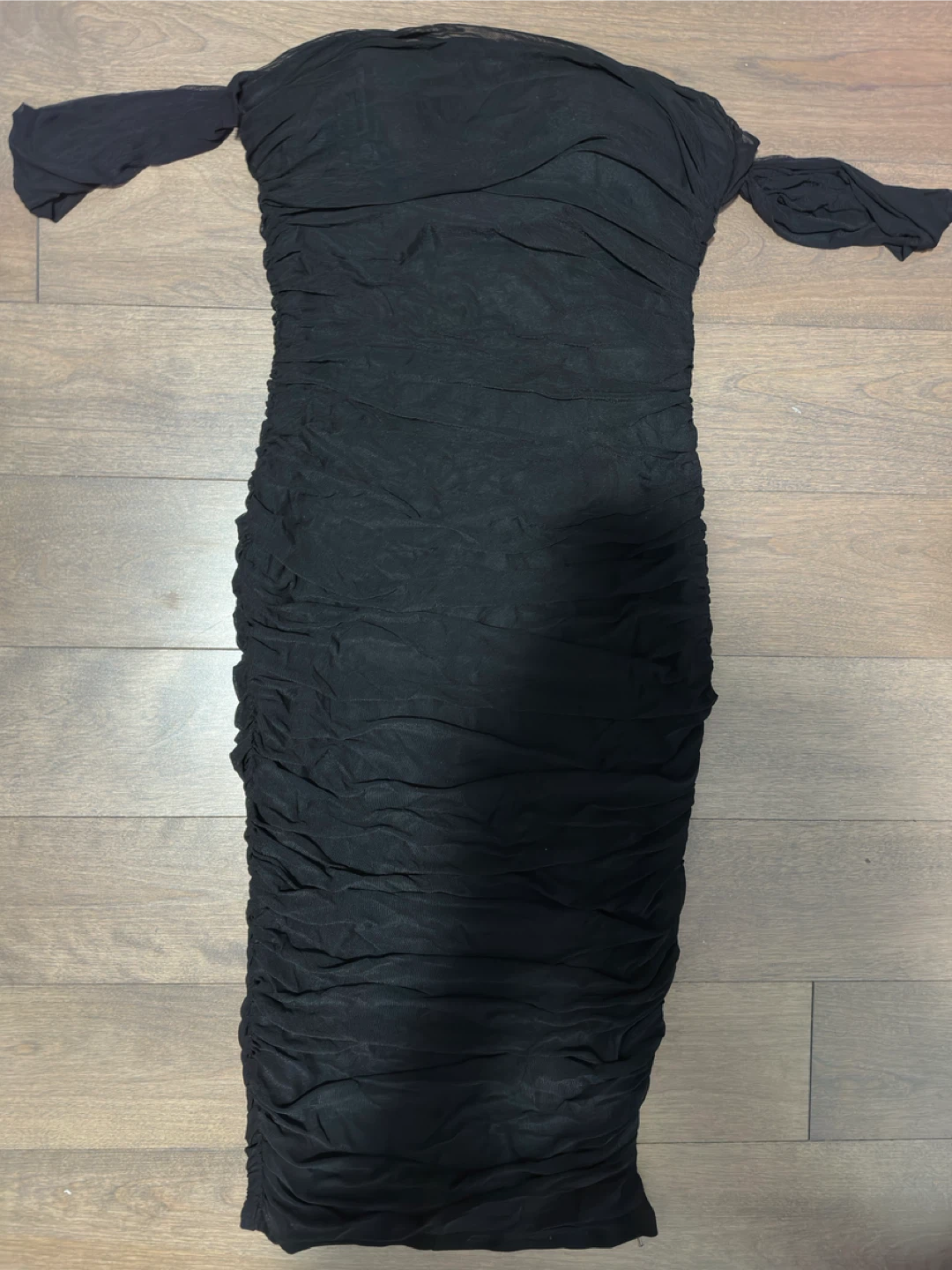 Black Ruched Bodycon Dress