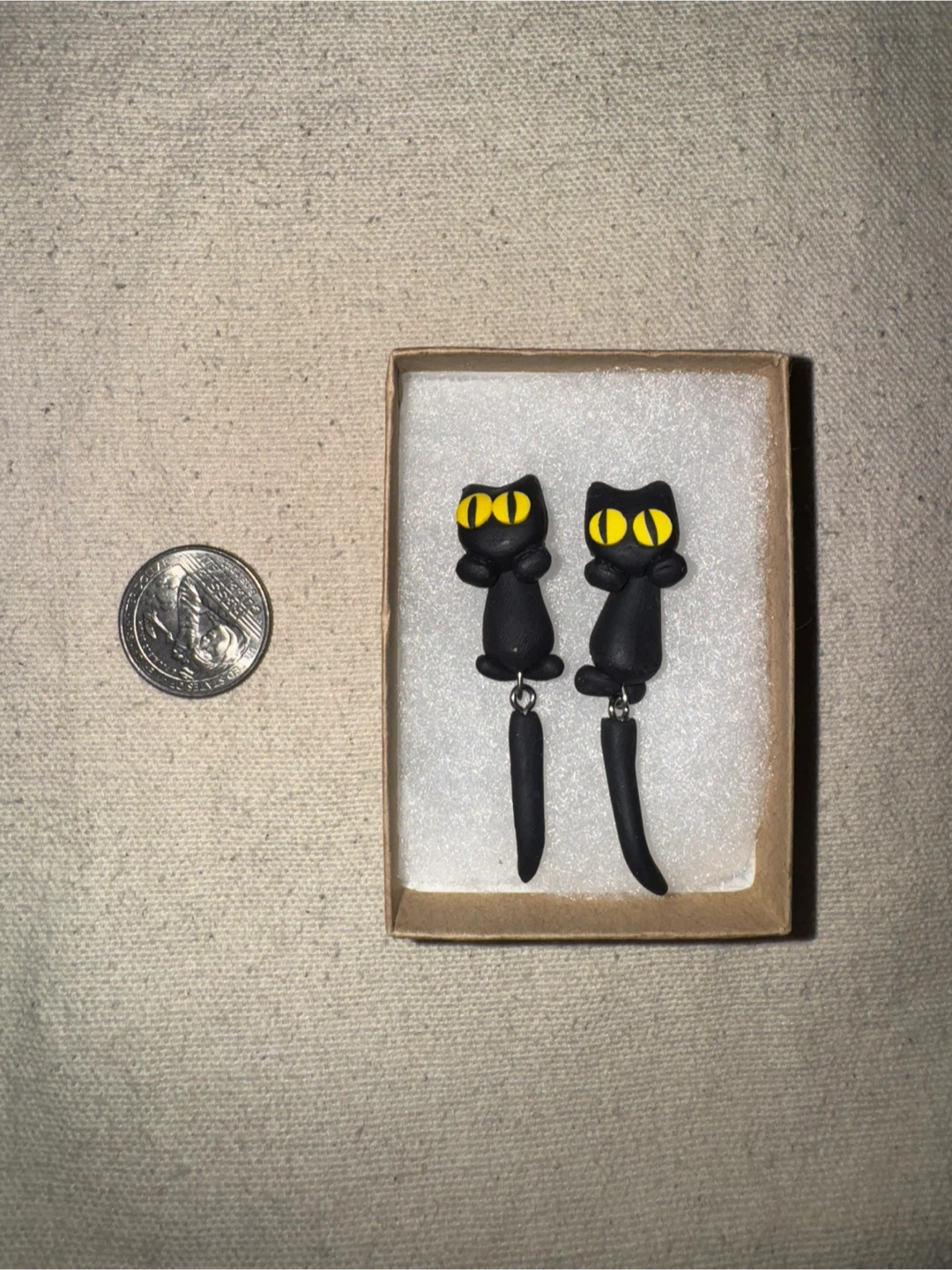 Handmade Black Cat Earrings