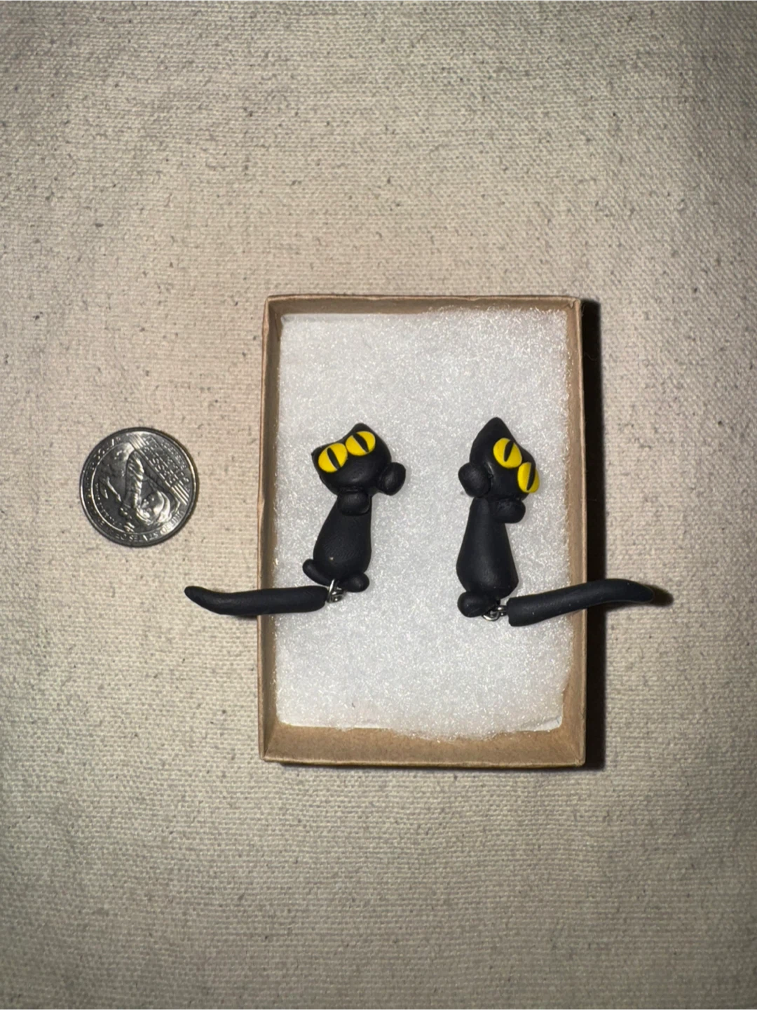 Handmade Black Cat Earrings - photo 2