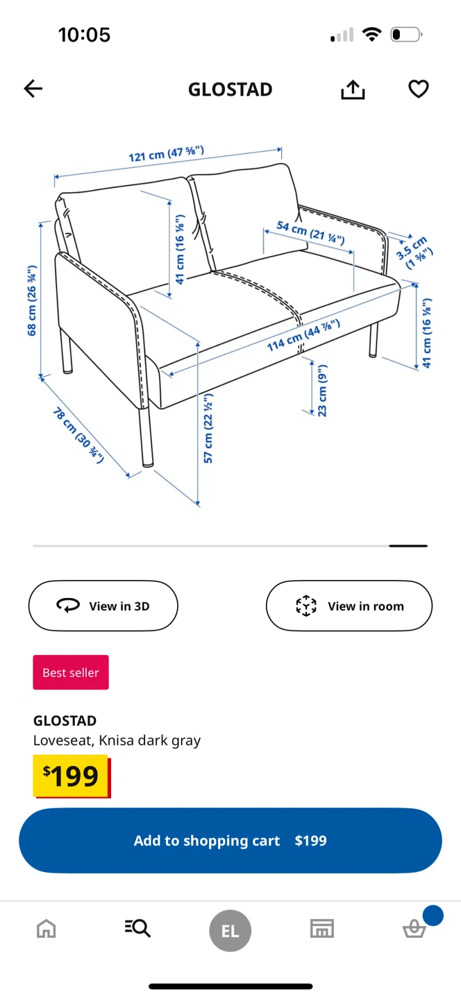 IKEA Glostad Loveseat - Blue - photo 3