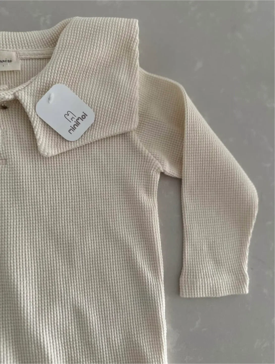 NEW Cream Waffle Knit Sailor Bodysuit, Size 12-24 Months image indicator(5)