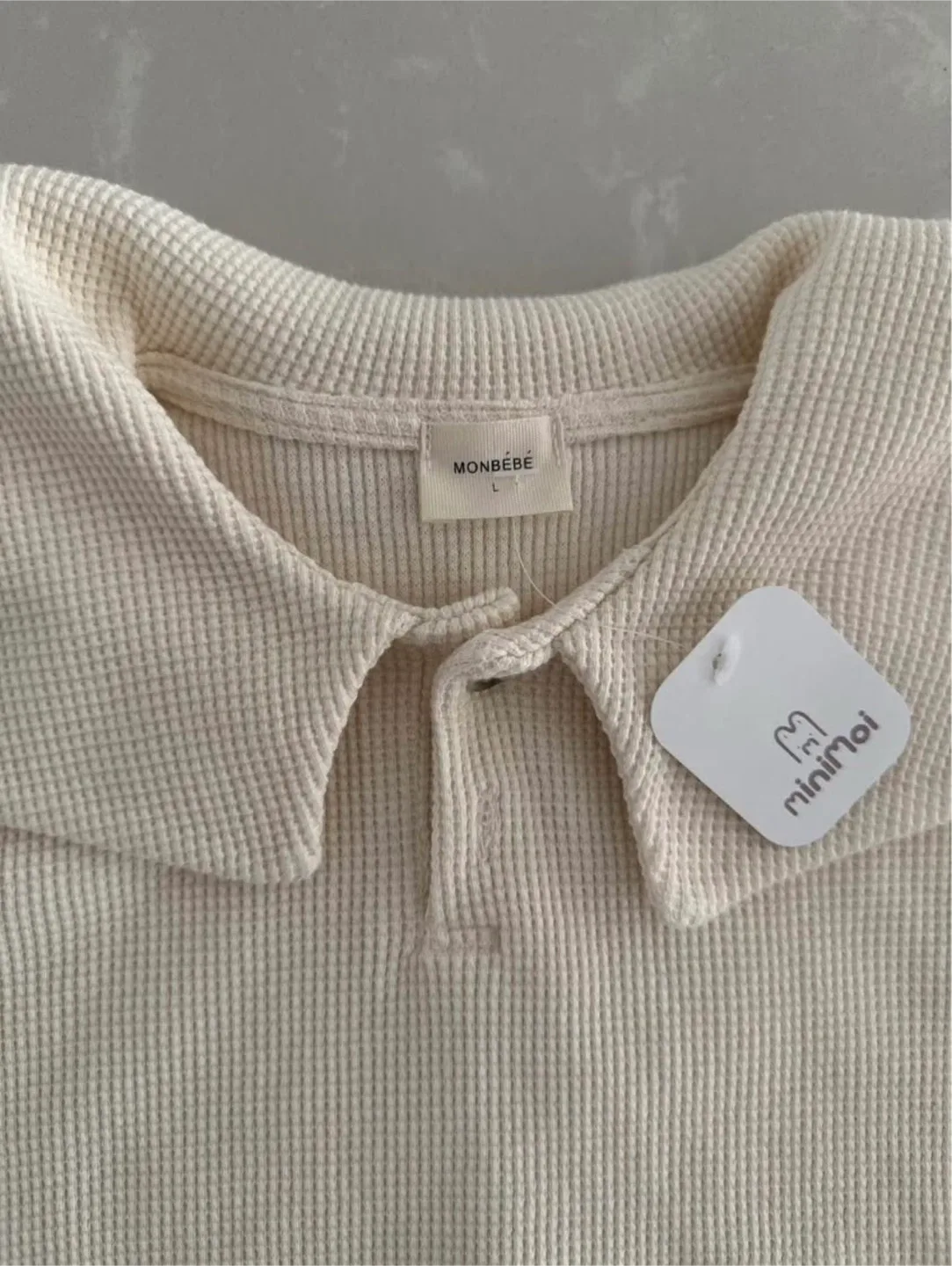 NEW Cream Waffle Knit Sailor Bodysuit, Size 12-24 Months image indicator(4)