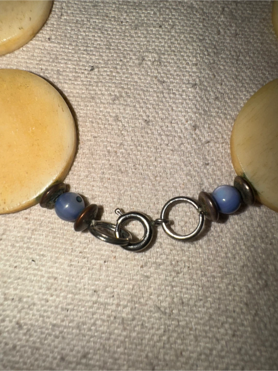 Vintage Bone & Blue Bead Necklace - photo 2