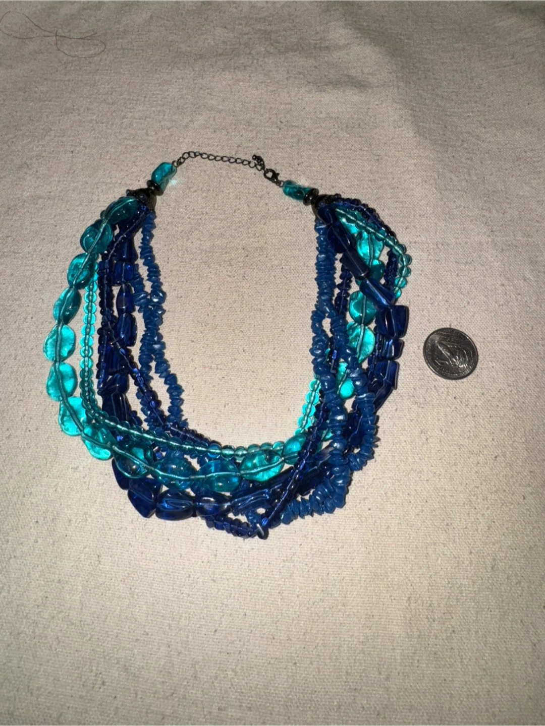Vintage Blue Beaded Layered Necklace