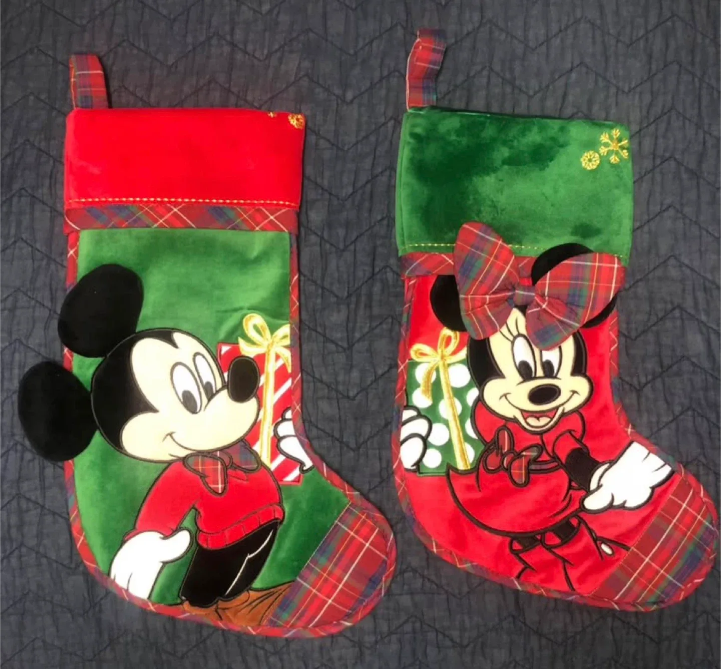 Authentic Disney Store Mickey & Minnie Mouse Christmas Stockings