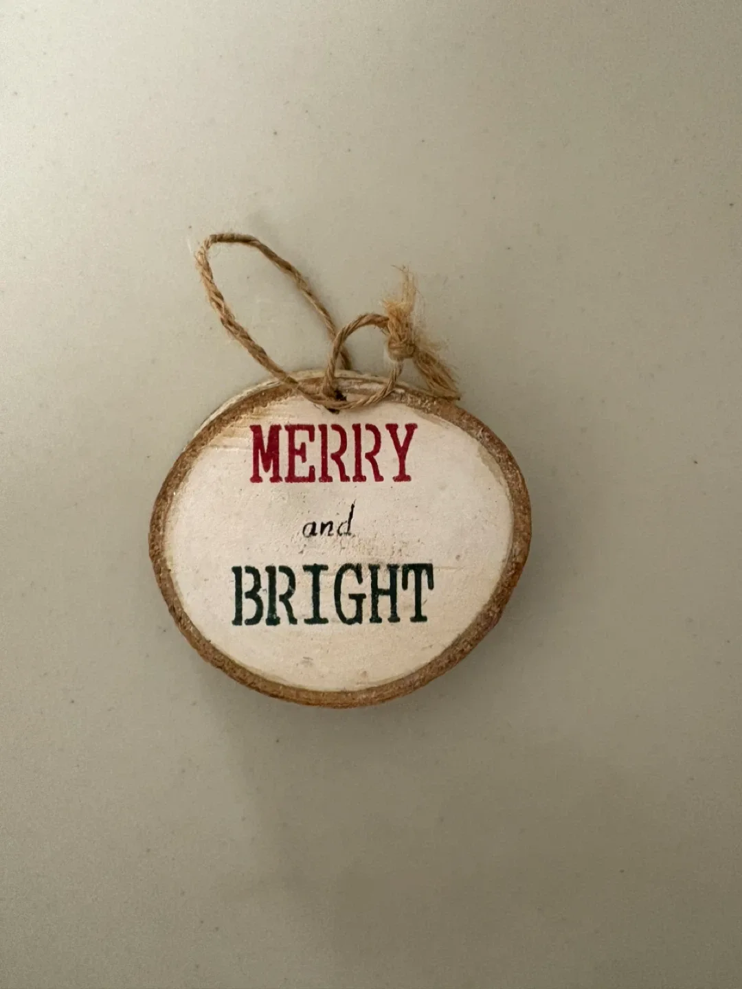 Merry and Bright Wood Slice Ornament thumbnail
