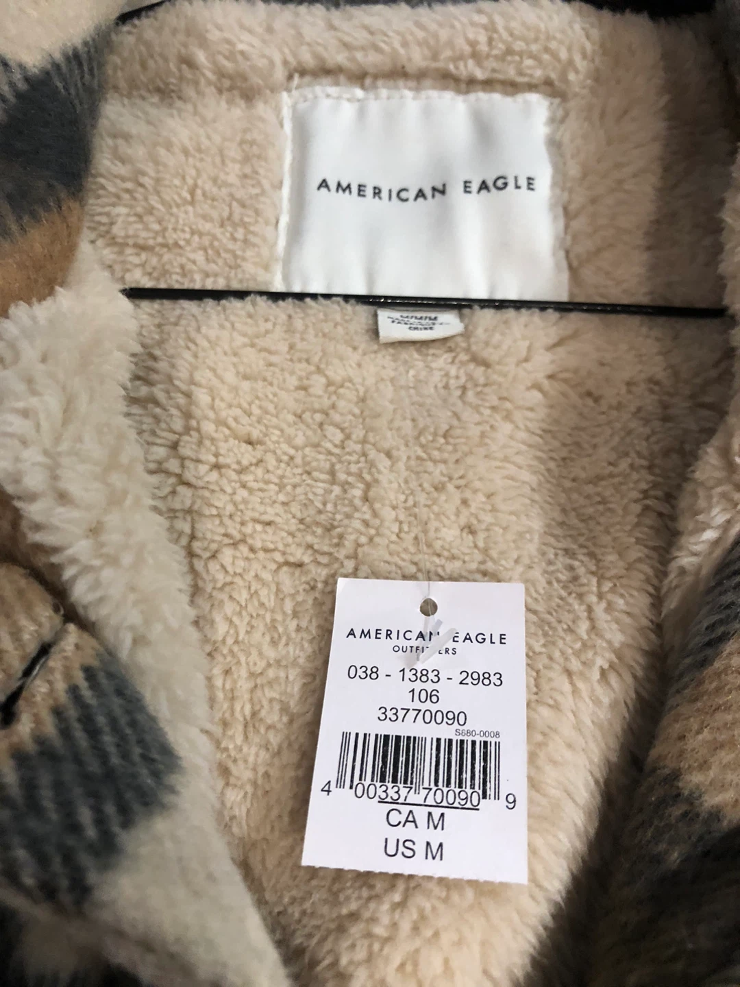 American Eagle Plaid Sherpa Lined Shacket - M - photo 2