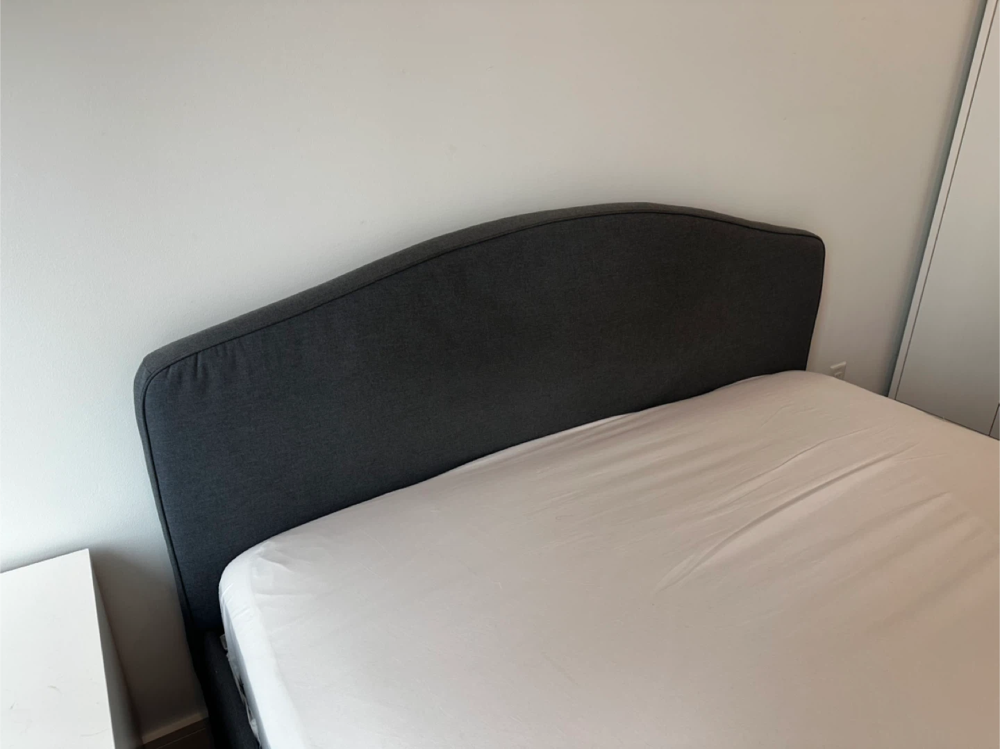 Gray IKEA Queen Size Upholstered Bed Frame MATTRESS IS FREE - photo 2