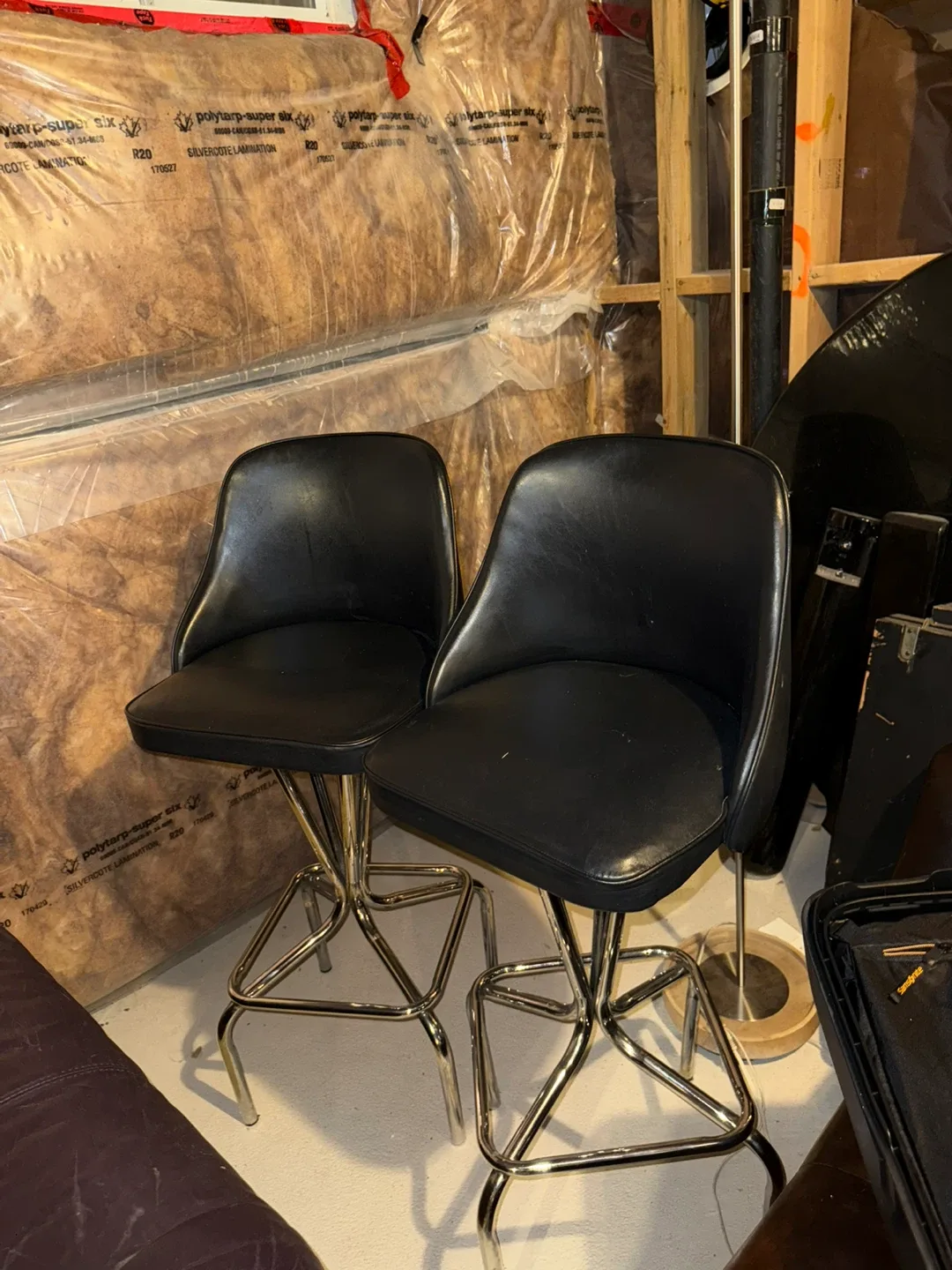 Pair of Black Swivel Bar Stools