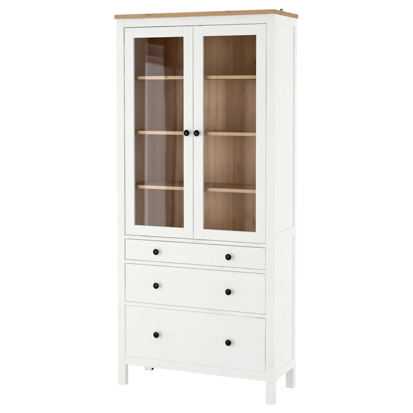 IKEA Hemnes White/Brown Cabinet with Glass Doors - photo 3