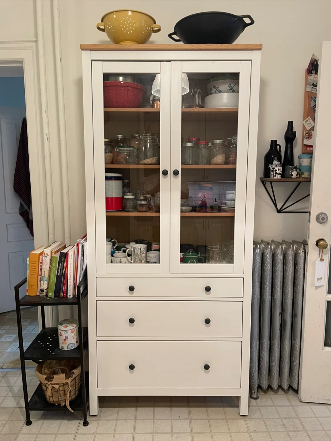IKEA Hemnes White/Brown Cabinet with Glass Doors
