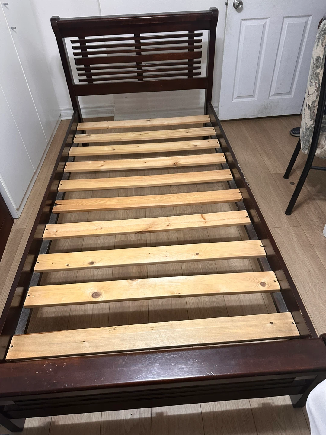 Dark brown wooden single Bed Frame - photo 3