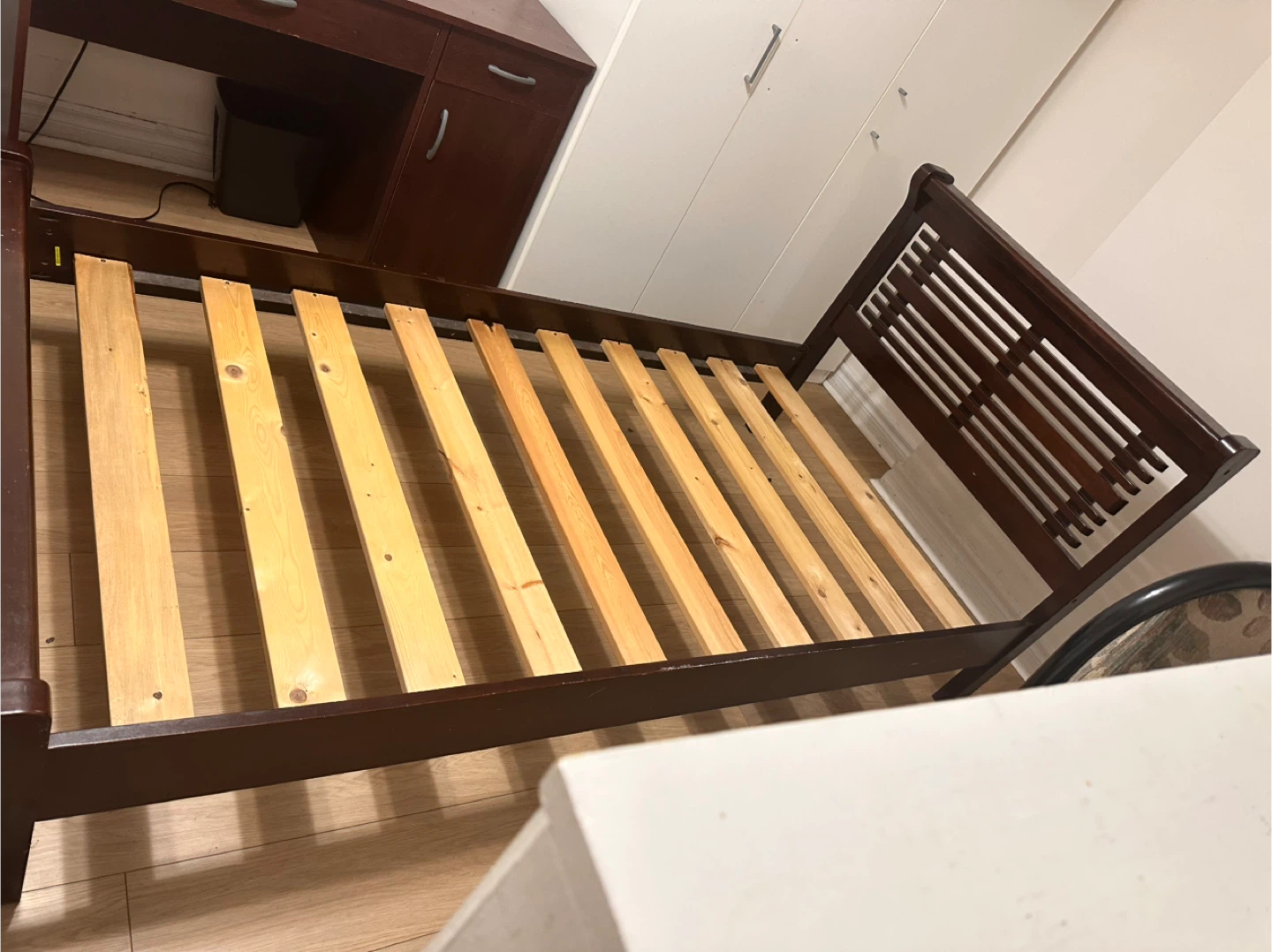 Dark brown wooden single Bed Frame - photo 2