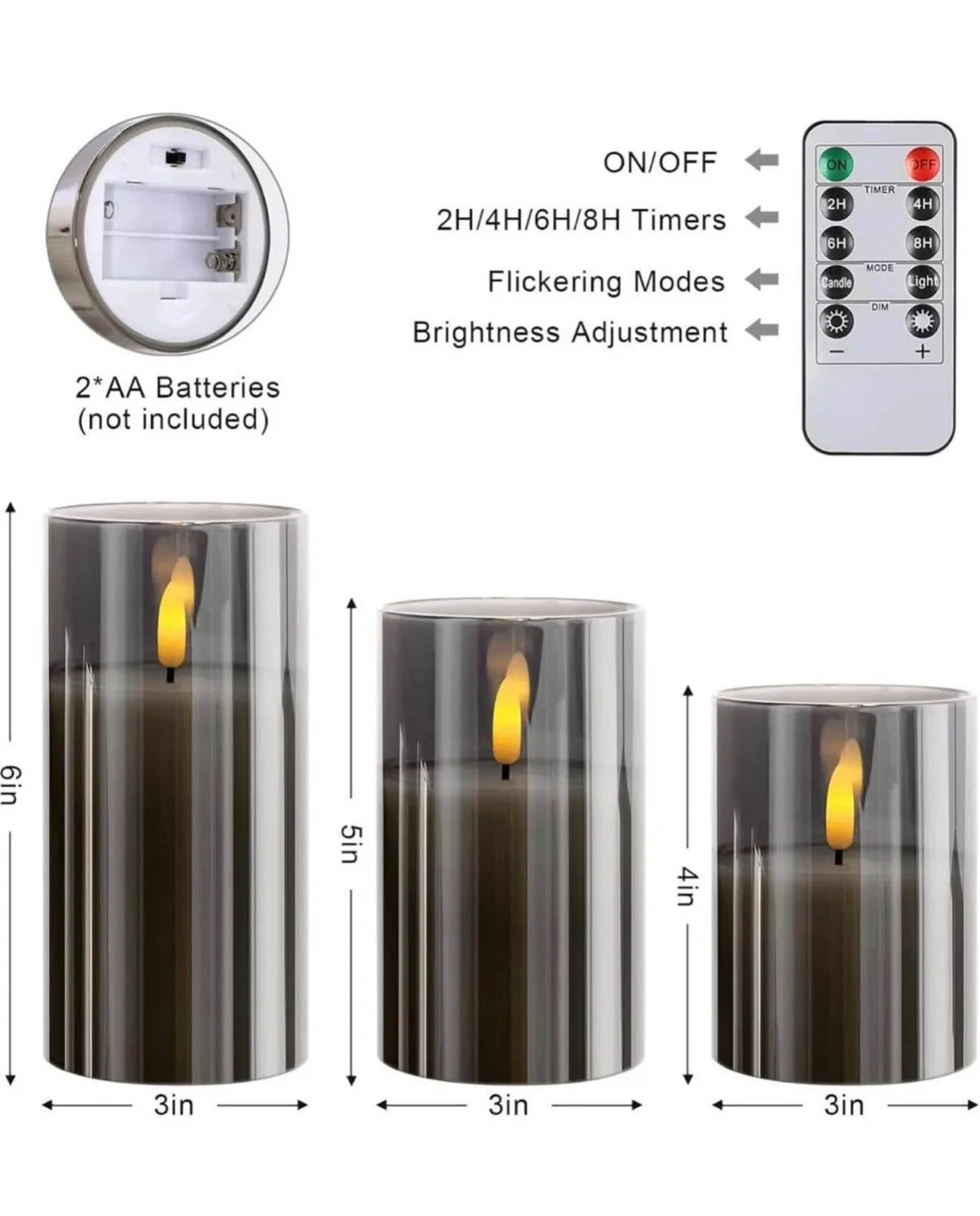 Set of 3 Flameless LED Candles with Remote image indicator(6)