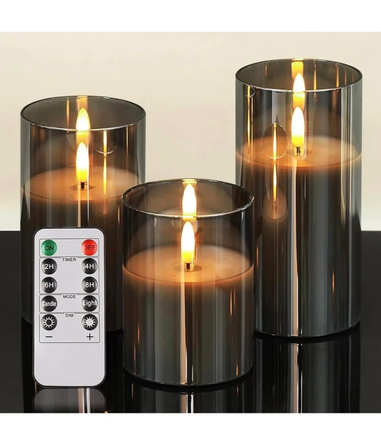 Set of 3 Flameless LED Candles with Remote