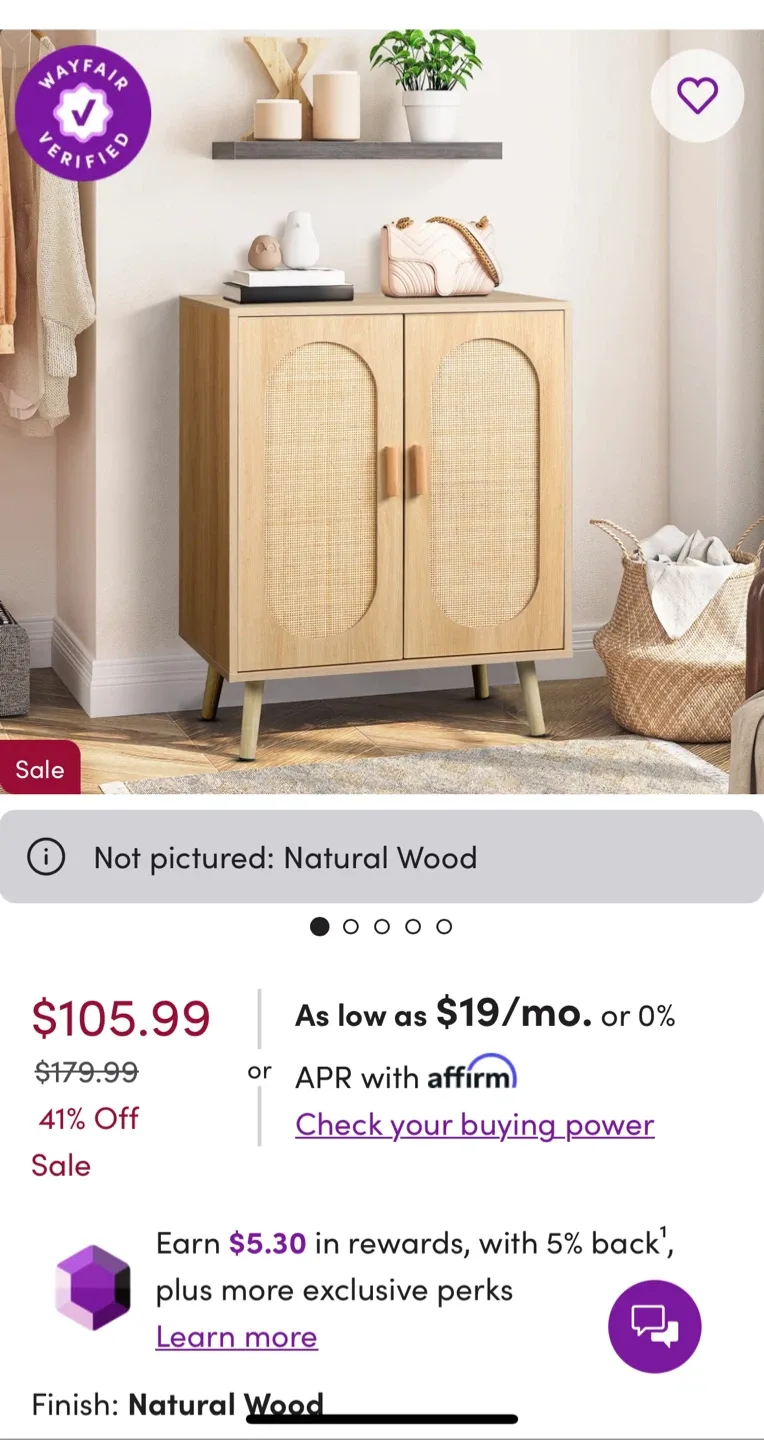 Wayfair Natural Wood Accent Cabinet image indicator(2)