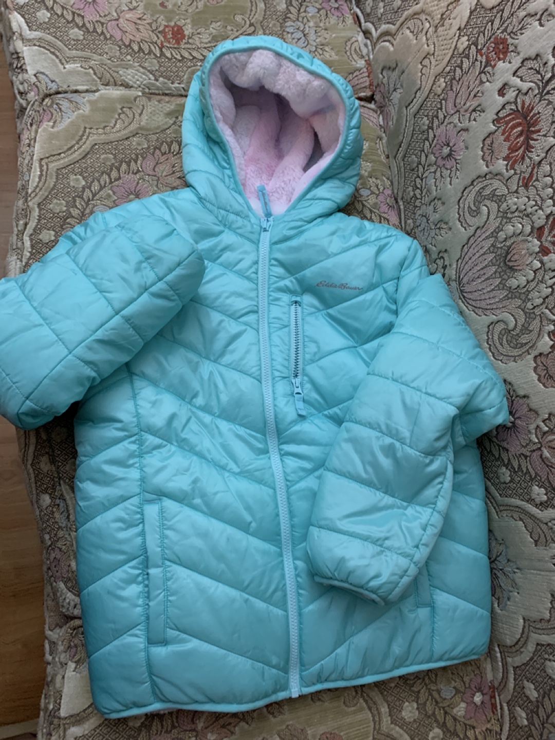 Eddie Bauer Girls' Puffer Jacket, two  sided, size 10-12