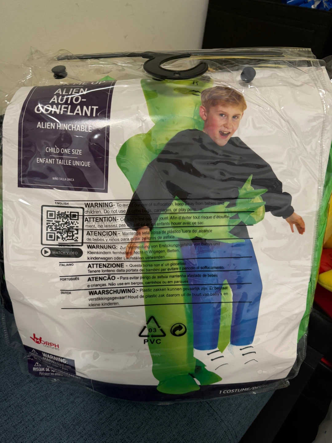 Alien Auto-Gonflant Inflatable Costume - Child One Size