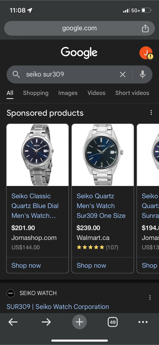 Seiko SUR309 Men's Quartz Watch - photo 2