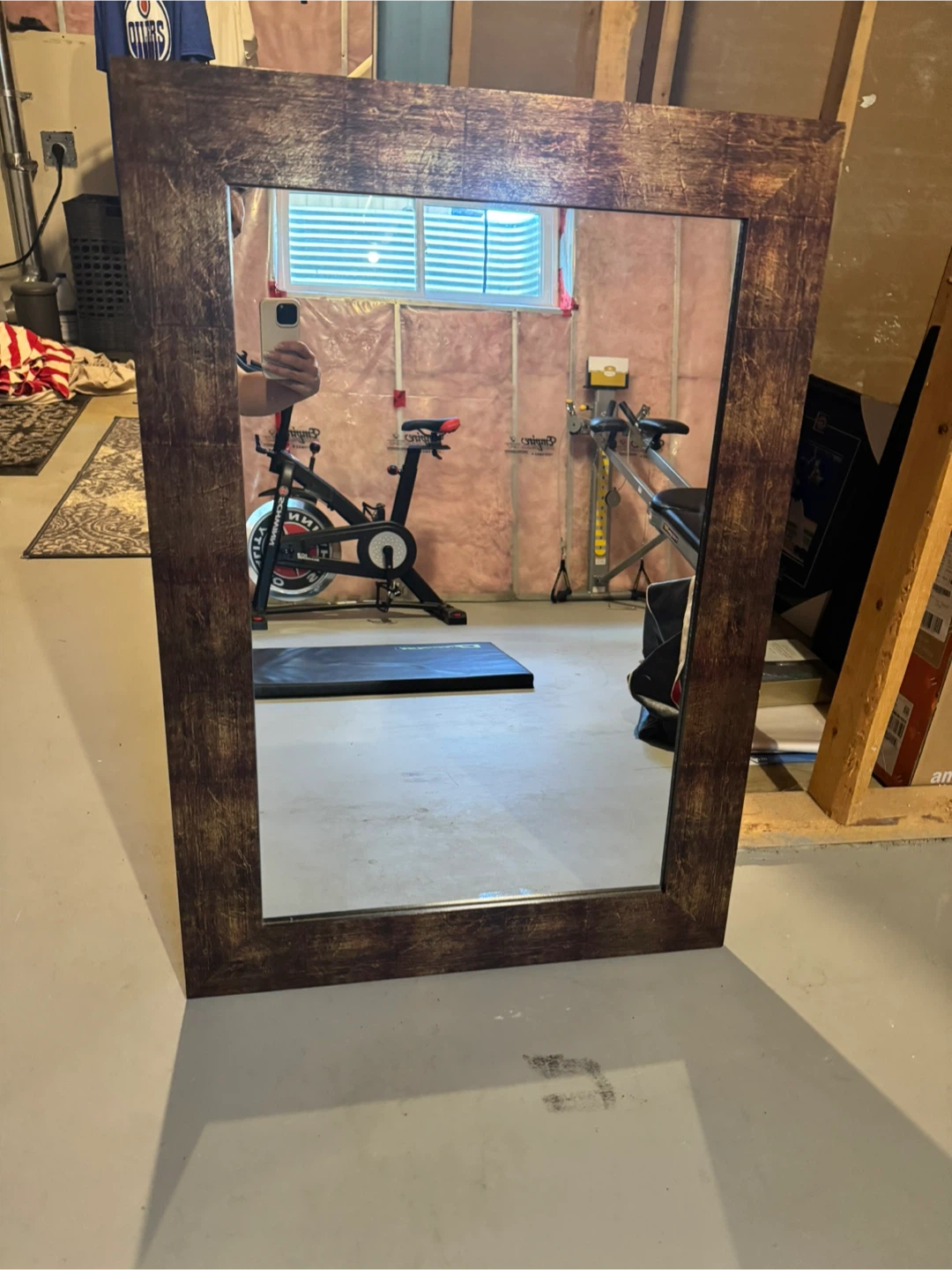 Large Wooden Framed Mirror (26x37 inches)
