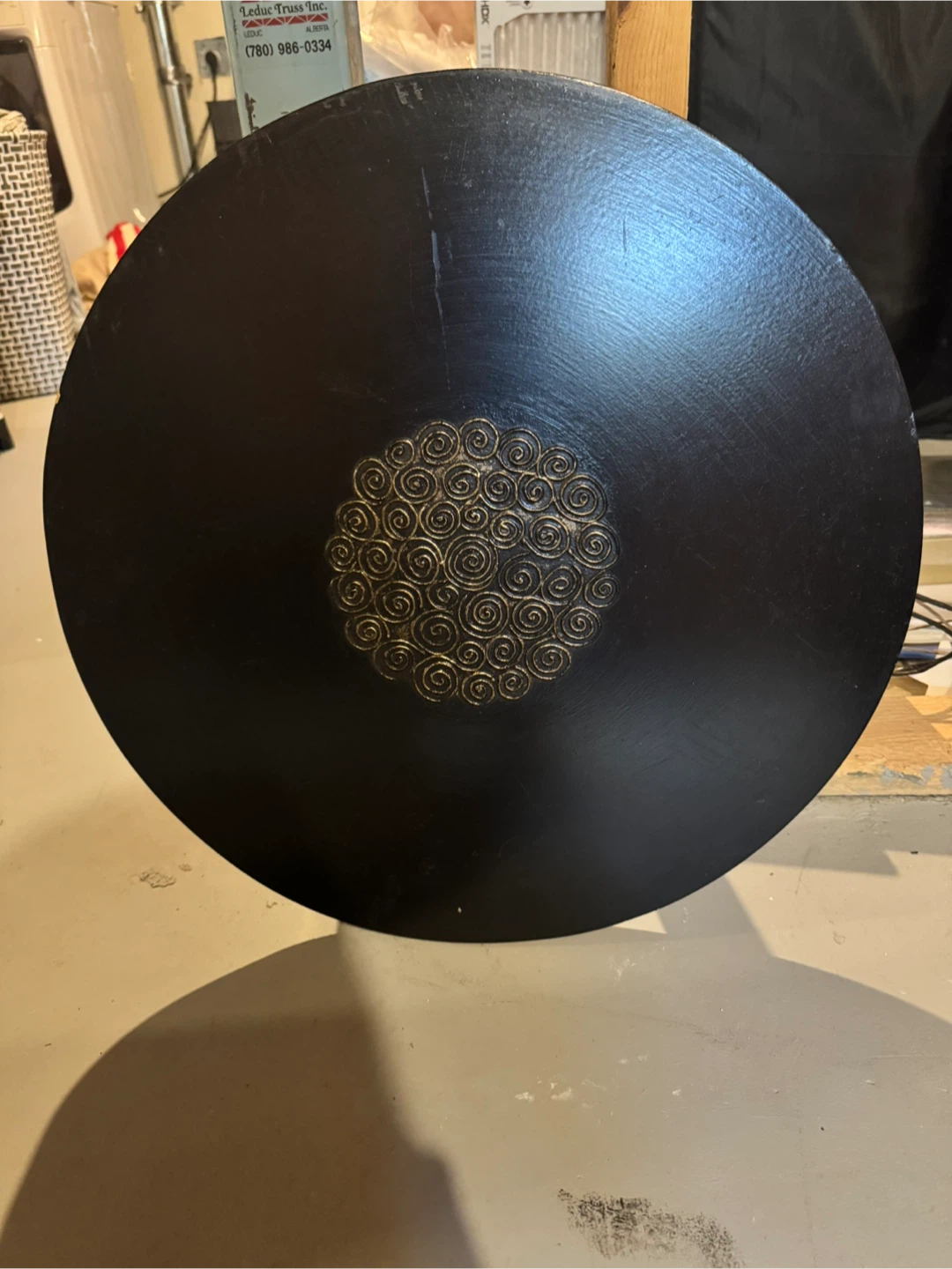 Round Decorative Wall Art - Black & Gold Accent - photo 2