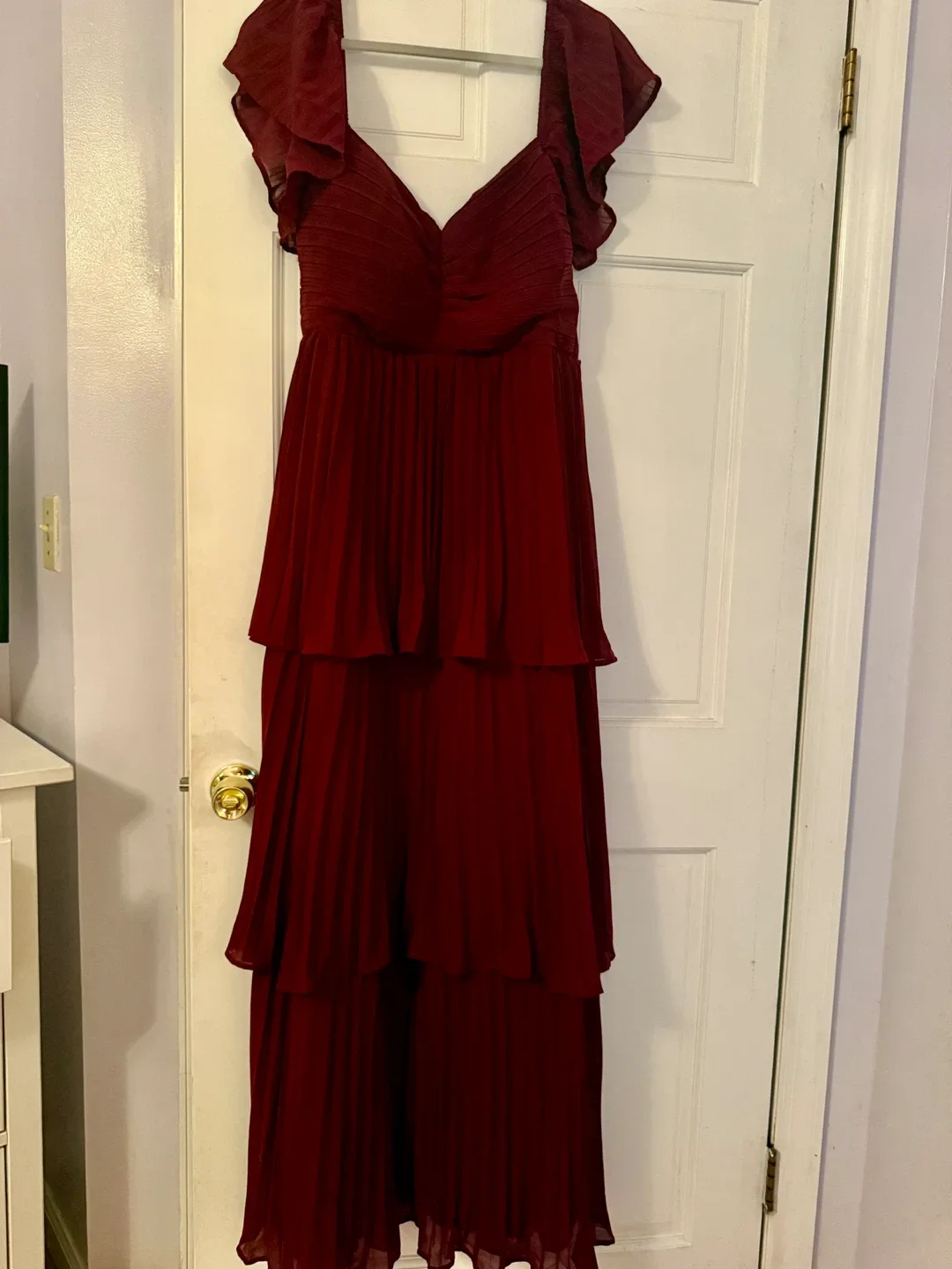 Lulus Burgundy Tiered Maxi Dress - Size XL image indicator(3)
