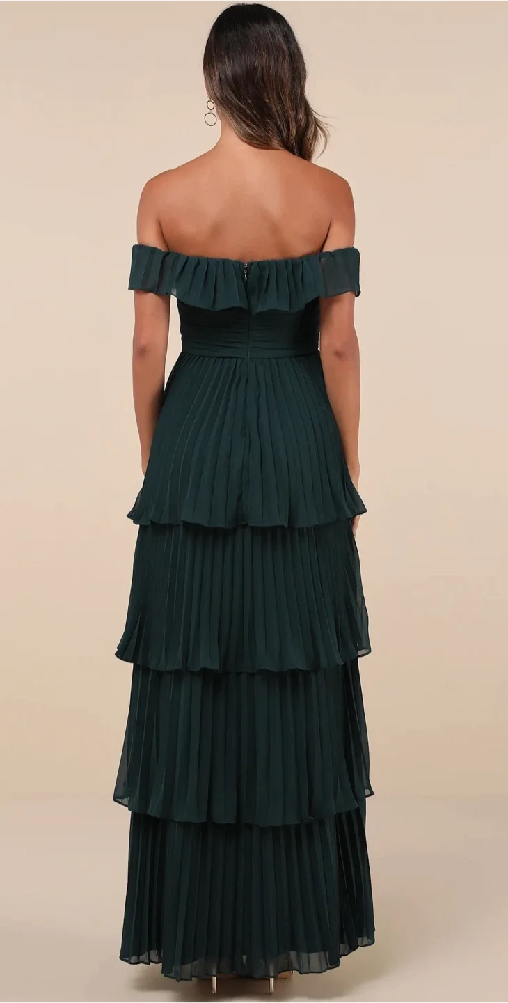 Lulus Forest Green Tiered Maxi Dress - Size XL image indicator(2)