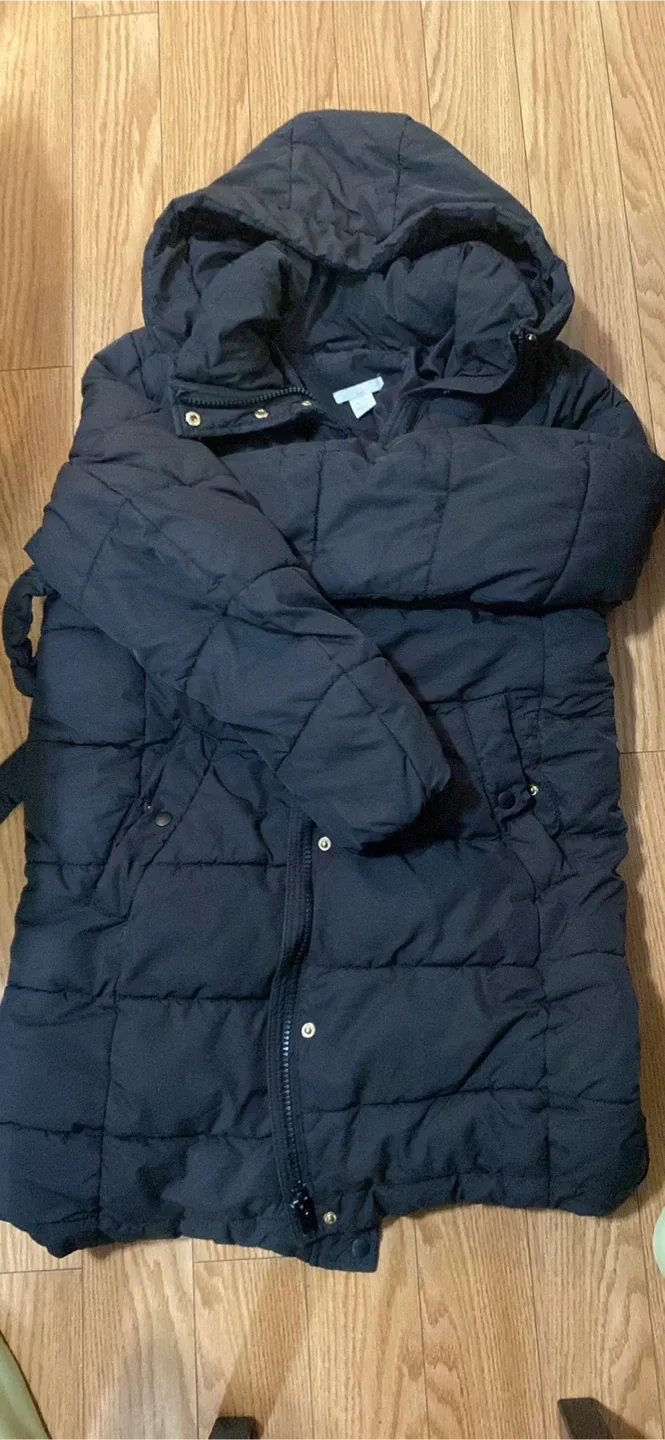 H&M Black Puffer Coat - Size M thumbnail