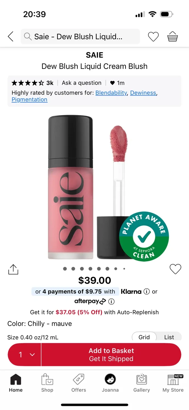 New Saie Dew Blush Liquid Cream Blush in Chilly 5ml image indicator(3)