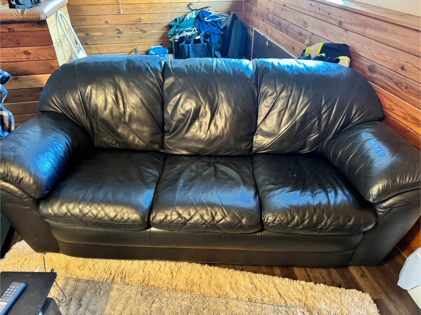 Black Leather Sofa - photo 3