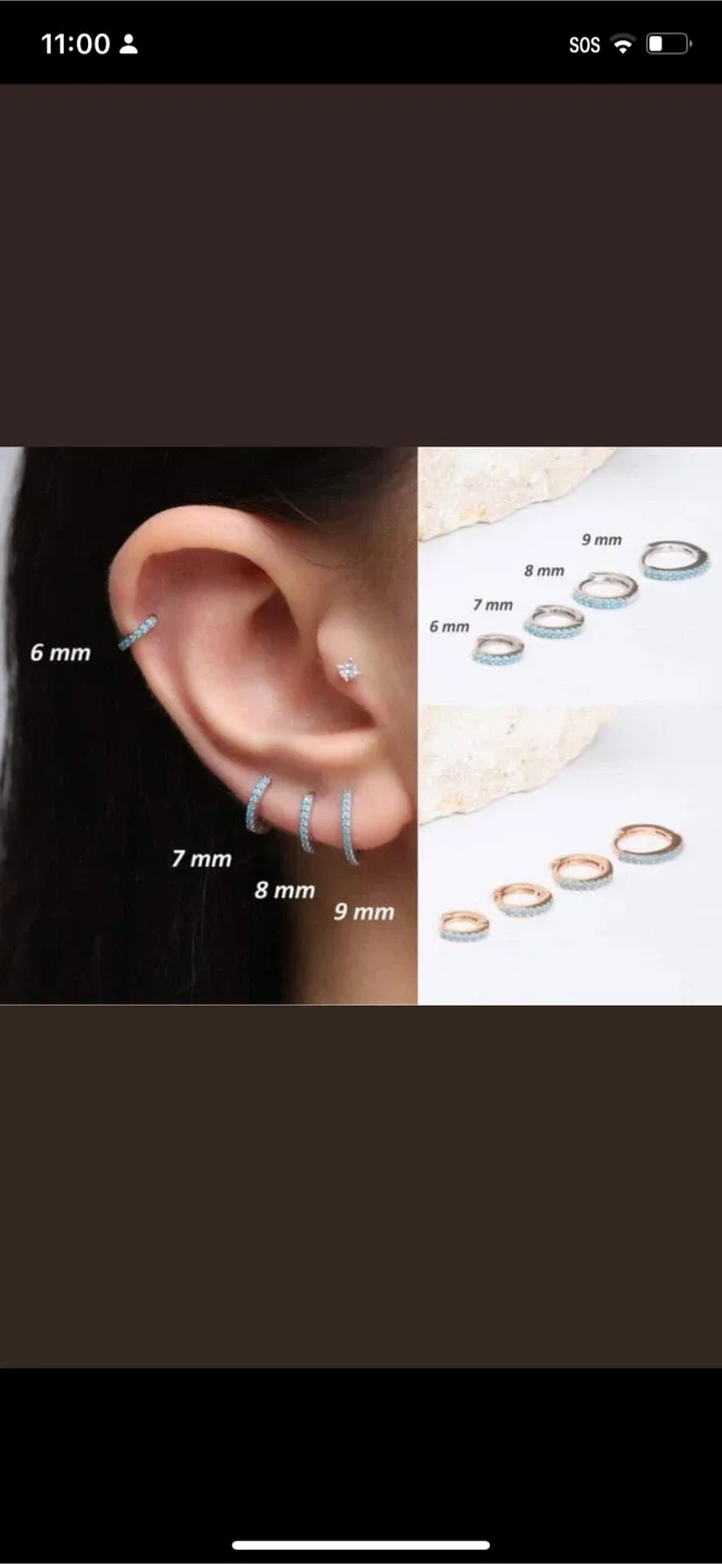 Turquoise Huggie Hoop Earrings - Sizes 6mm to 9mm image indicator(2)