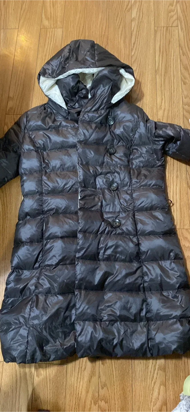 Eidelon White Down Puffer Coat Short Sleeves - Brown & White thumbnail