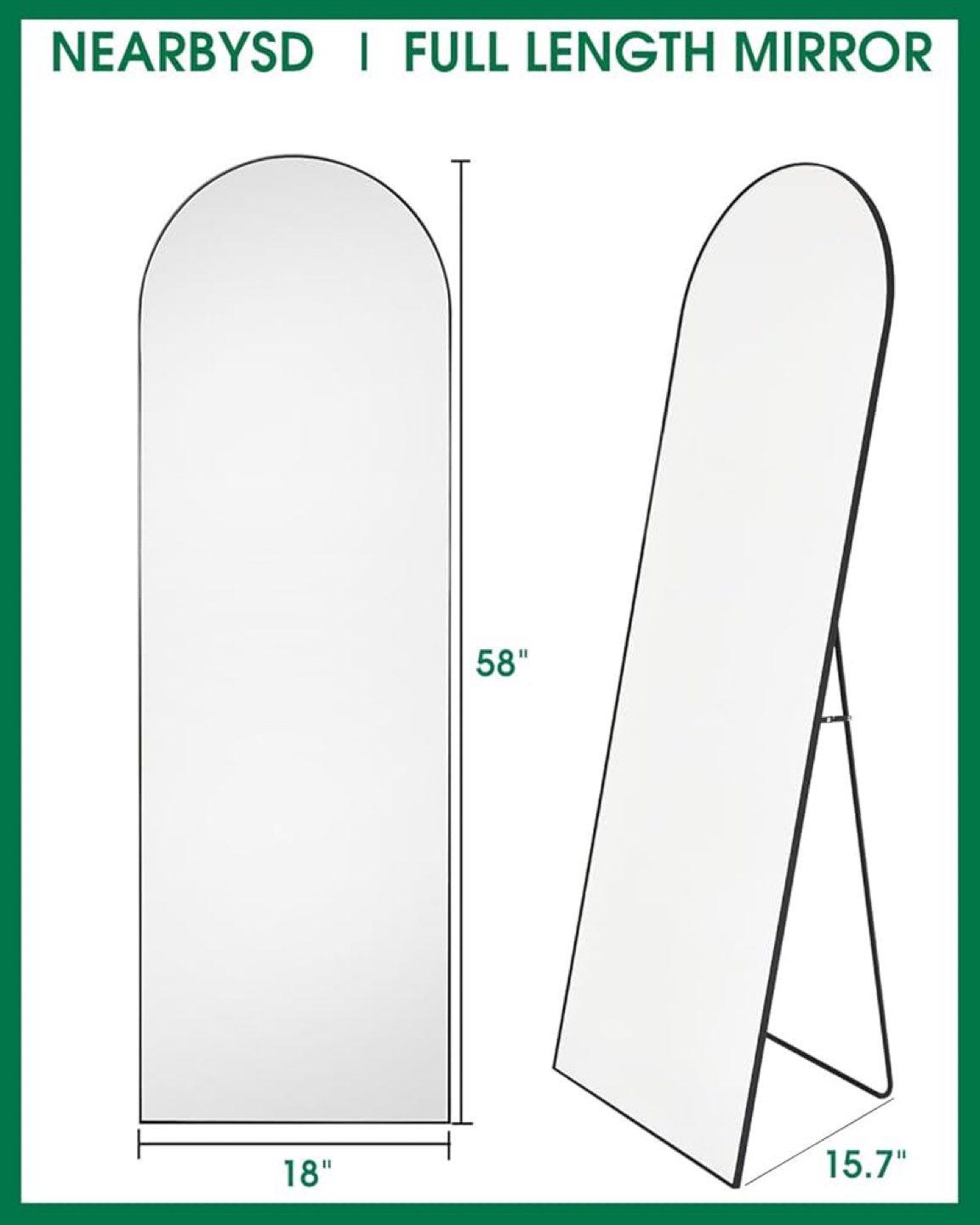 NEARBYSD Full Length Mirror, 58 inch - photo 2