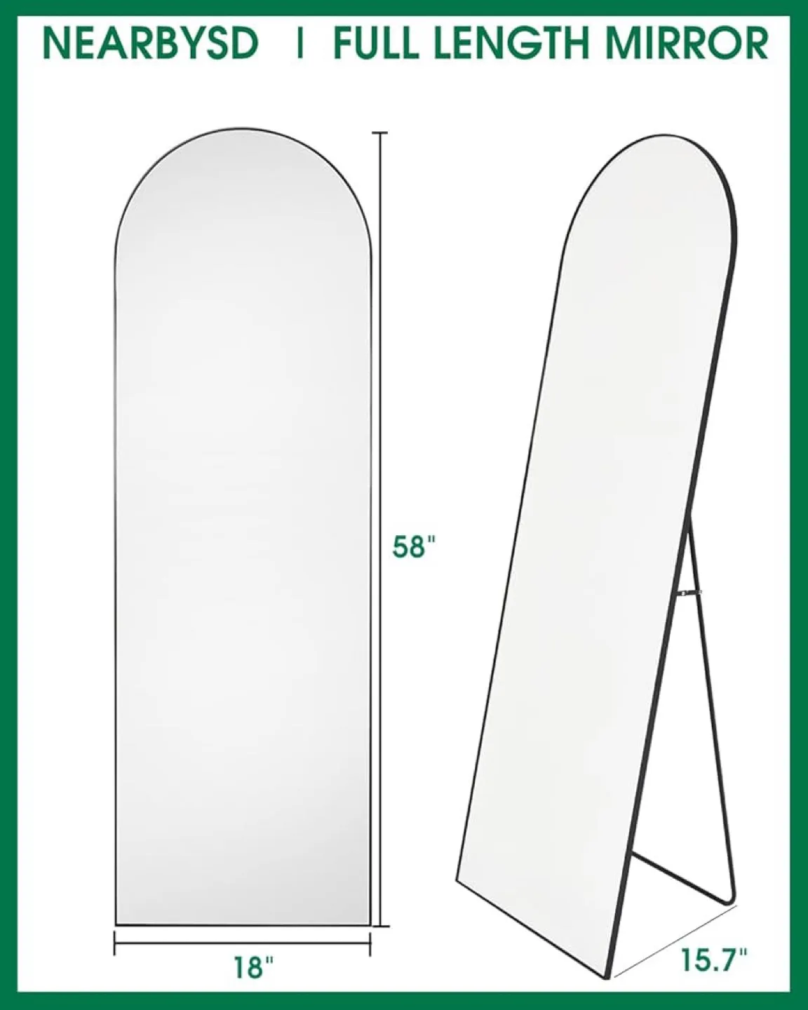 NEARBYSD Full Length Mirror, 58 inch image indicator(2)