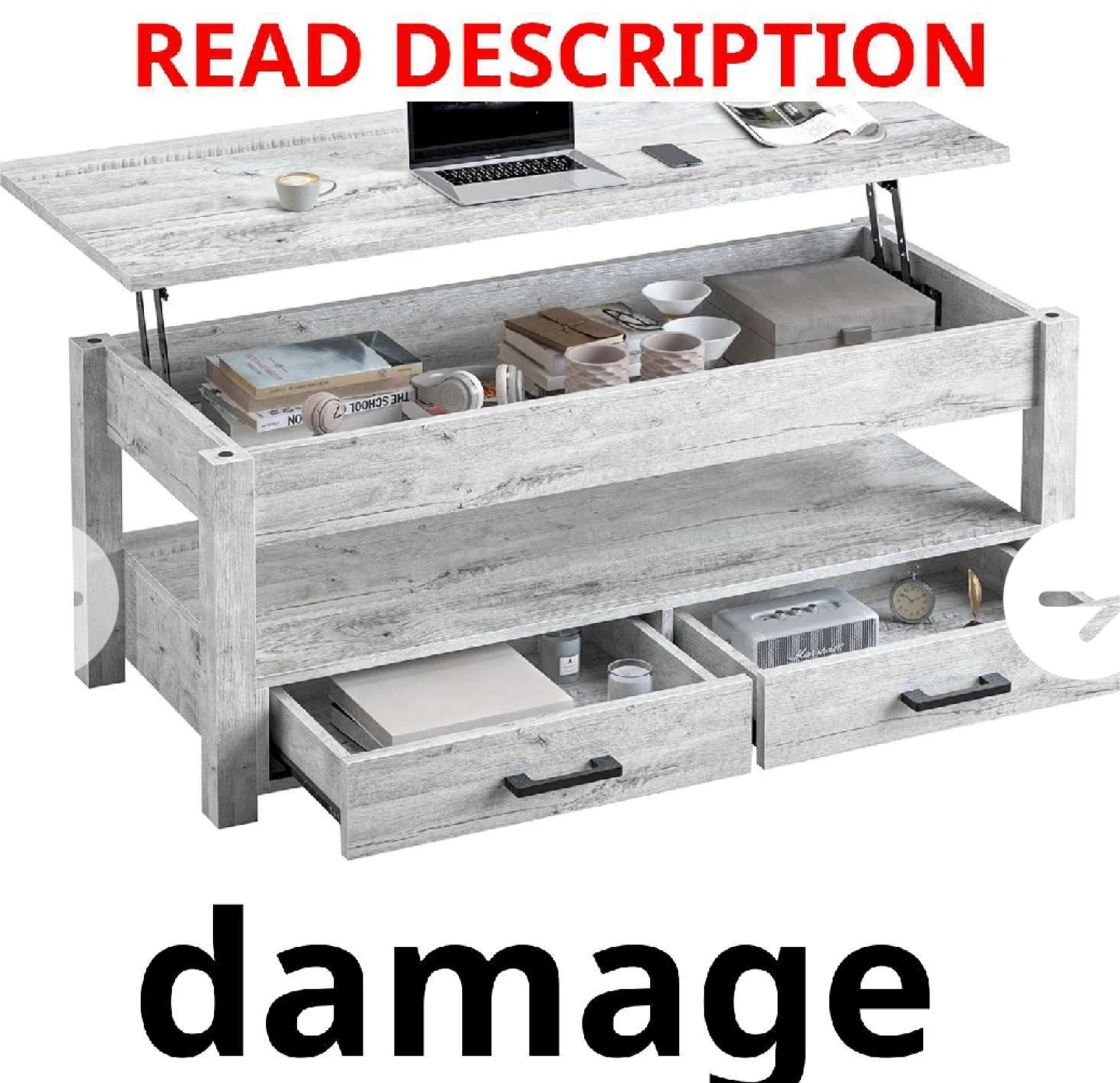 Lift Top Coffee Table - Whitewash - photo 2